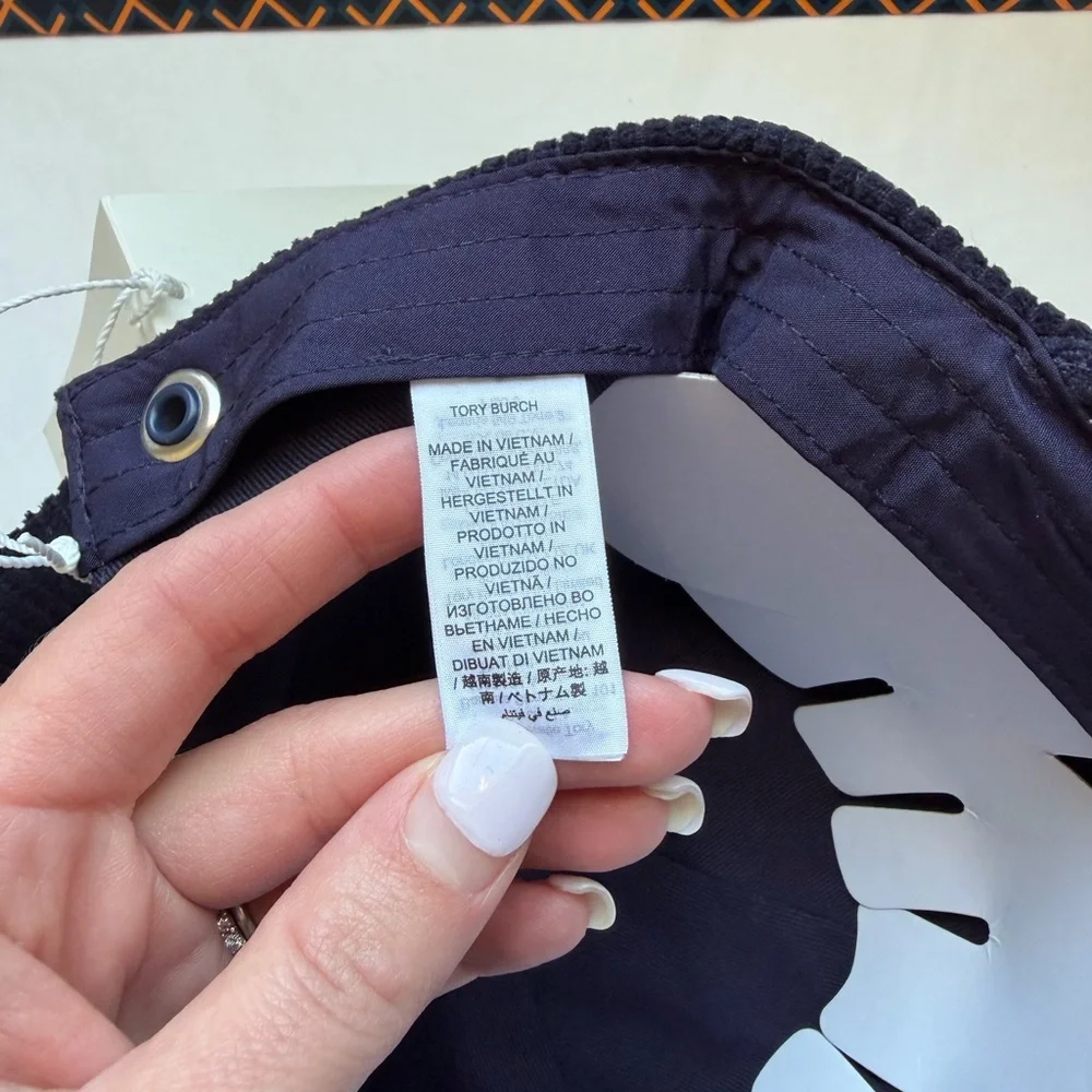 Tory Burch Corduroy Logo Cap Hat Tory Navy Blue